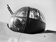 A Type S turret on a Lockheed Hudson Leading Aircraftman Walter 'Spike' Caulfield in the turret of a Lockheed Hudson of No 206 Squadron, June 1940. CH301.jpg