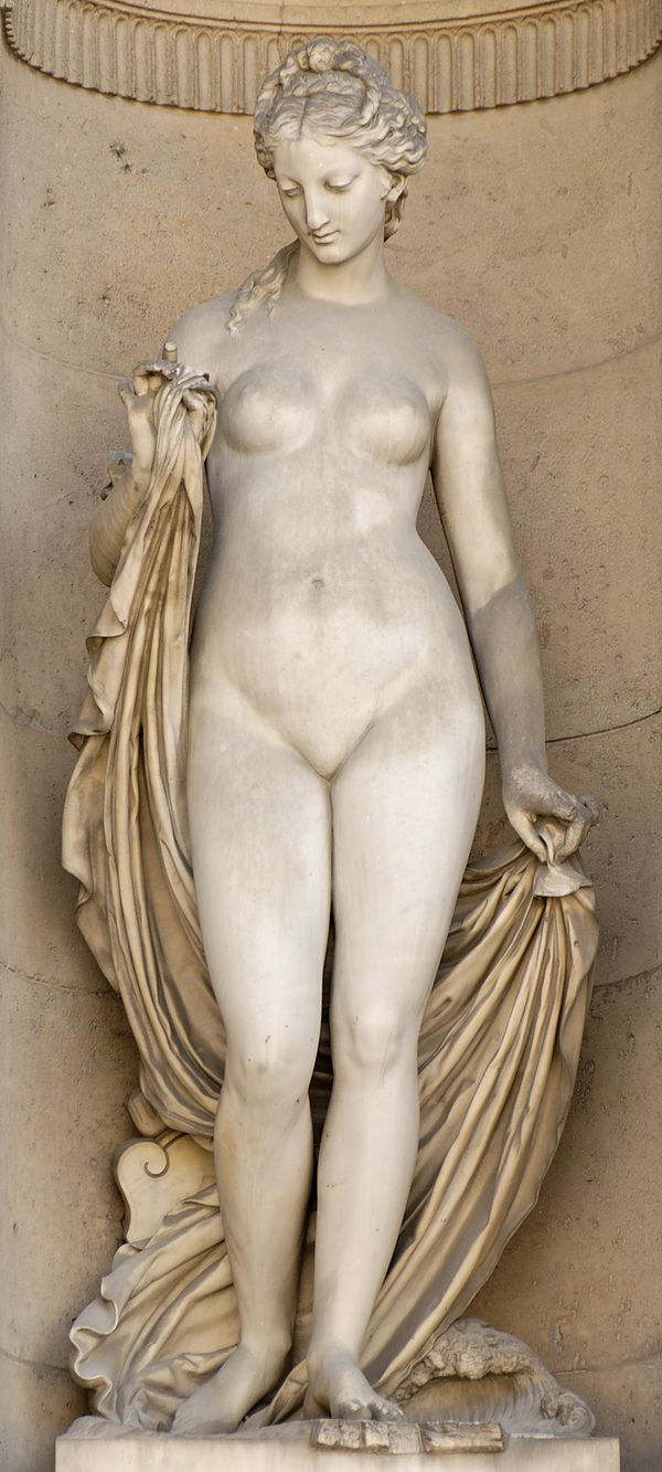 Leucothea (1862) by Jean Jules Allasseur (1818-1903). South façade of the Cour Carrée in the Palais du Louvre.