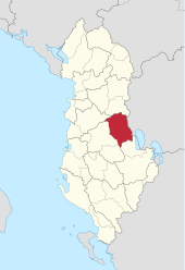 Libraş ilçesinin Arnavutluk'taki konumu