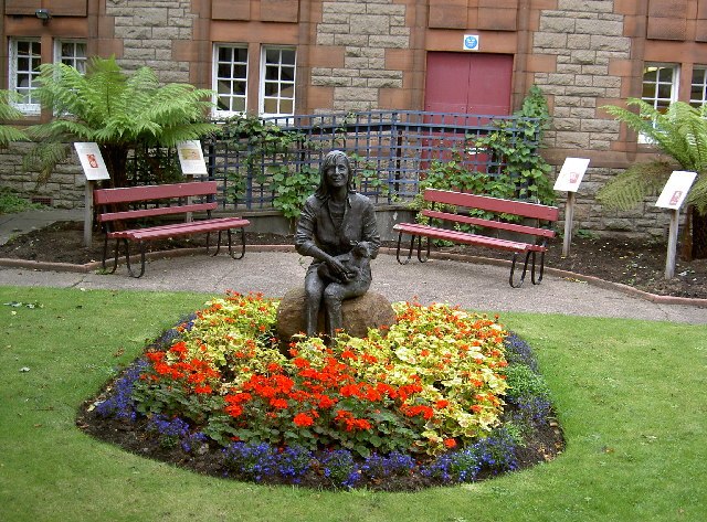The Linda McCartney Memorial Garden and bronze statue in Kintyre, Scotland
