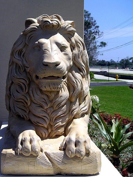 The lion is the symbol of the tribe of Judah. It is often represented in Jewish art, such as this sculpture outside a synagogue