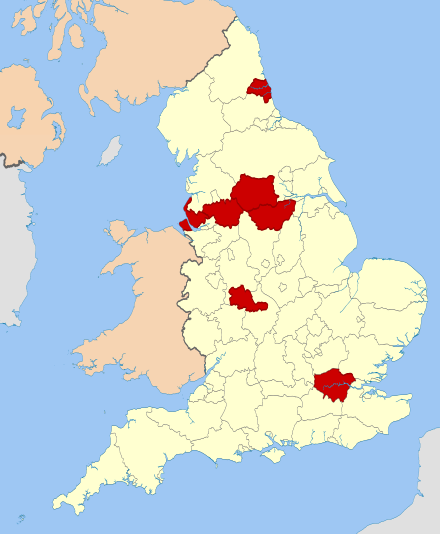 English metropolitan county councils abolished by the Local Government Act 1985