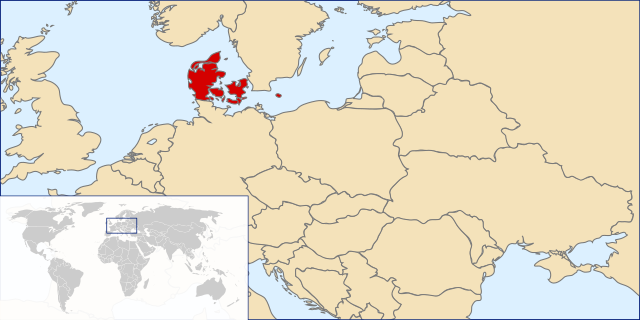 Lokasi  Denmark  (dark green)– di Eropah  (light green & dark grey)– di kesatuan Eropah  (light green)  –  [Petunjuk]