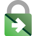 Half–lime-green gradient (bottom left) half–grass-green gradient (top right) padlock