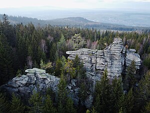 Luftbild vom Burgsteinfelsen