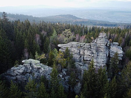 Luftbild des Burgsteinfelsens