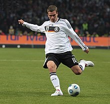 Podolski in action for Germany in 2009