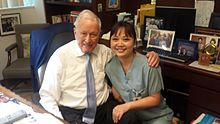 M.D. Denton Cooley with a medical student in March 2015 .jpg
