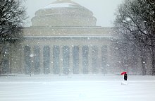 The court during a blizzard in 2015 MIT Killian Court during blizzard.jpg