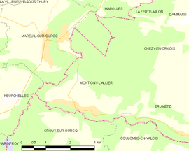 Mapa obce Montigny-l’Allier