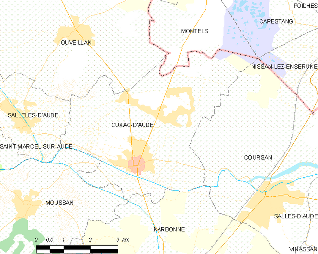 Poziția localității Cuxac-d'Aude