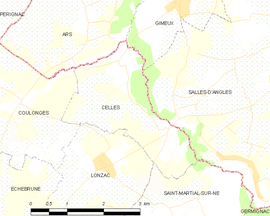 Mapa obce Celles