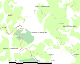Mapa obce Villiers-en-Morvan