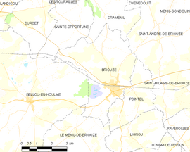 Mapa obce Briouze