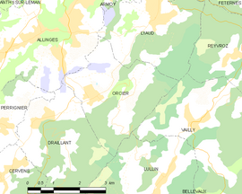 Mapa obce Orcier