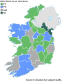 2019 Irish local elections: largest party by local councils.