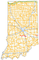 This is a map of the US state of Indiana which shows the route of State Road 252.