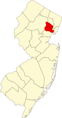 Map of Nju Džerzi highlighting Essex County