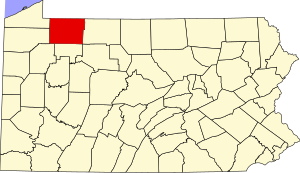 Map of Pennsylvania highlighting Warren County.svg