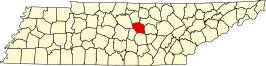 Locatie van DeKalb County in Tennessee