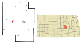 Marion County Kansas Incorporated and Unincorporated areas Hillsboro Highlighted.svg