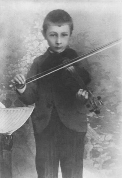 Martinů as a child playing the violin (c. 1896)