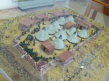 Diorama showing the Spanish fortified position at Igueriben Model of the Igueriben Position 01.jpg