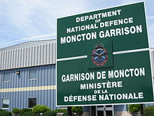 The southwestern portion of the former CFB Moncton base continues to be used by the Canadian Forces, known as Moncton Garrison. Monctongarrison.JPG