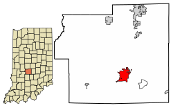 Location of Martinsville in Morgan County, Indiana.