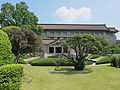 Distinct design of the roof with symmetrical landscaping to compliment the architectural style of the main building of the Tokyo National Museum