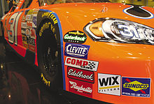 The Edelbrock sticker on a NASCAR racecar NASCARfender.jpg