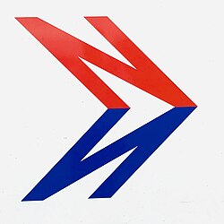 Norman Wilson's National Bus Company symbol, an italicised 'N' and its shadow formed into an arrow.