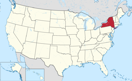 Location of the state of New York in the United States