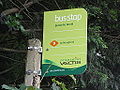 The bus stop flag at Butterfly Road, on Staplers Road between Newport and Wootton Bridge, Isle of Wight in June 2012. It is served by Southern Vectis buses on route 9.