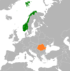 Location map for Norway and Romania.