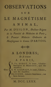 D'Eslon CN. Observations sur le magnétisme animal, 1780. - Wood  Library-Museum of Anesthesiology