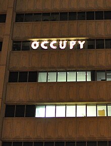 Message of support displayed at Harvard's William James Hall Occupyoutside.jpg