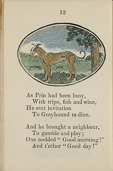 Philip Rusher's nephew John Golby Rusher became a successful publisher in Banbury for many years, often printing nursery rhymes such as Old Mother Hubbard and Jack and Jill. This 1840 book does not use Rusher's types. Old Mother Hubbard and her dog (1840) (14593216808).jpg