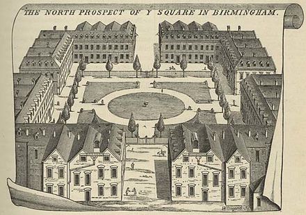 William Westley's print of Old Square in 1732 Old Square, Birmingham in 1732.jpg