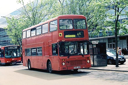 A Leyland Olympian at Milton Keynes Central railway station working on route 44 with On A Mission