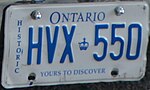 Ontario Historic Vehicle license plate HVX-550.jpg