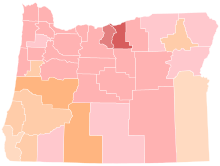 Results by county:
Dudley
30-40%
40-50%
50-60%
60-70%
Alley
20-30%
30-40%
40-50% Oregon Republican gubernatorial primary results by county, 2010.svg