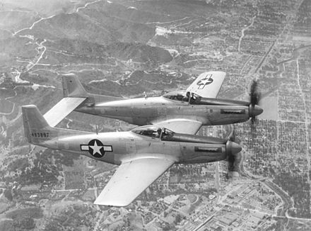 The second prototype North American XP-82 Twin Mustang being flight-tested at Muroc Army Airfield, California