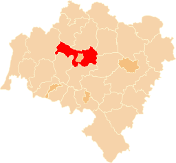 Powiat legnicki (rödmarkerat) i Nedre Schlesiens vojvodskap.