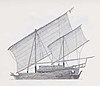 Makassar padewakang with tanja sails on bipod masts