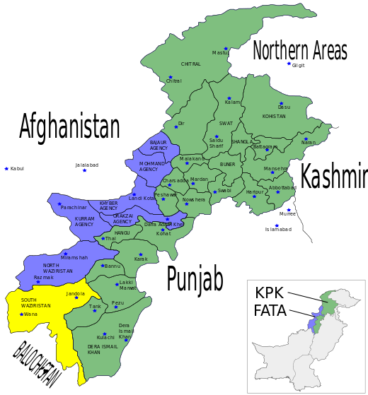 Zuid-Waziristan in geel
