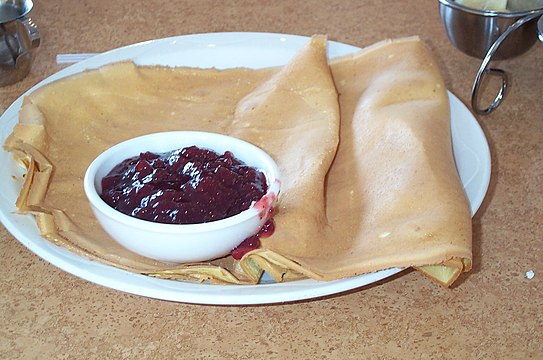 Pancakes with lingonberry jam