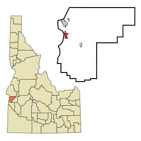 Payette County Idaho Incorporated and Unincorporated areas Fruitland Highlighted.svg