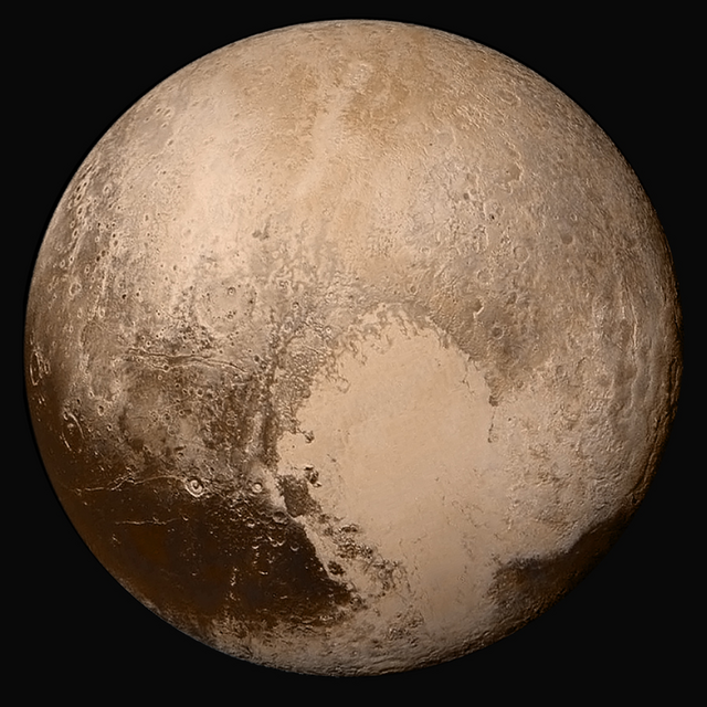 כוכב הלכת הננסי פלוטו, כפי שצולם על ידי הגששית "ניו הוריזונס" ב-13 ביולי 2015.