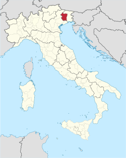 Map highlighting the location of the province of Pordenone in Italy